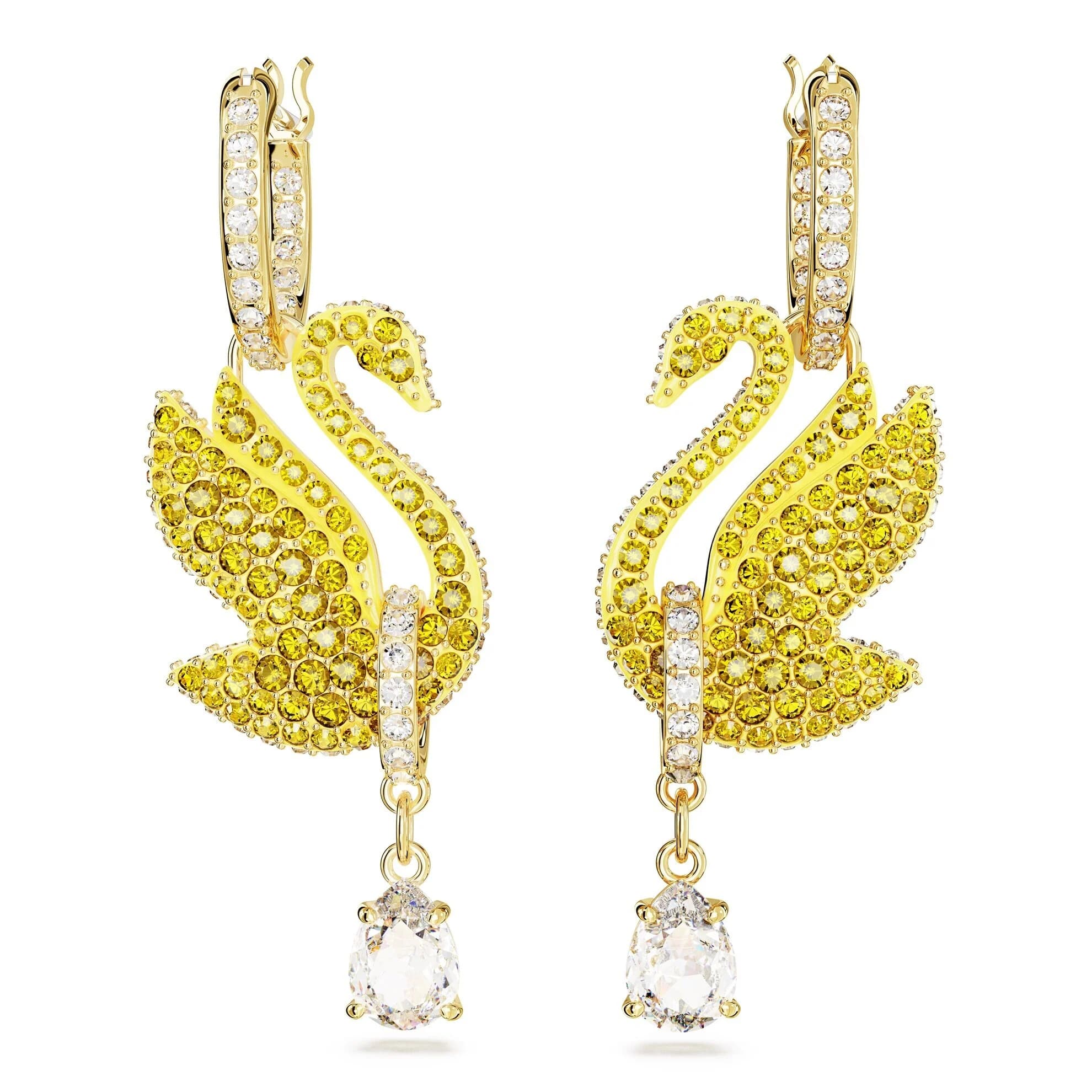 گوشواره طلایی سواروسکی اورجینال Swarovski Iconic Swan damla küpeler 5647543 — تصویر ۳