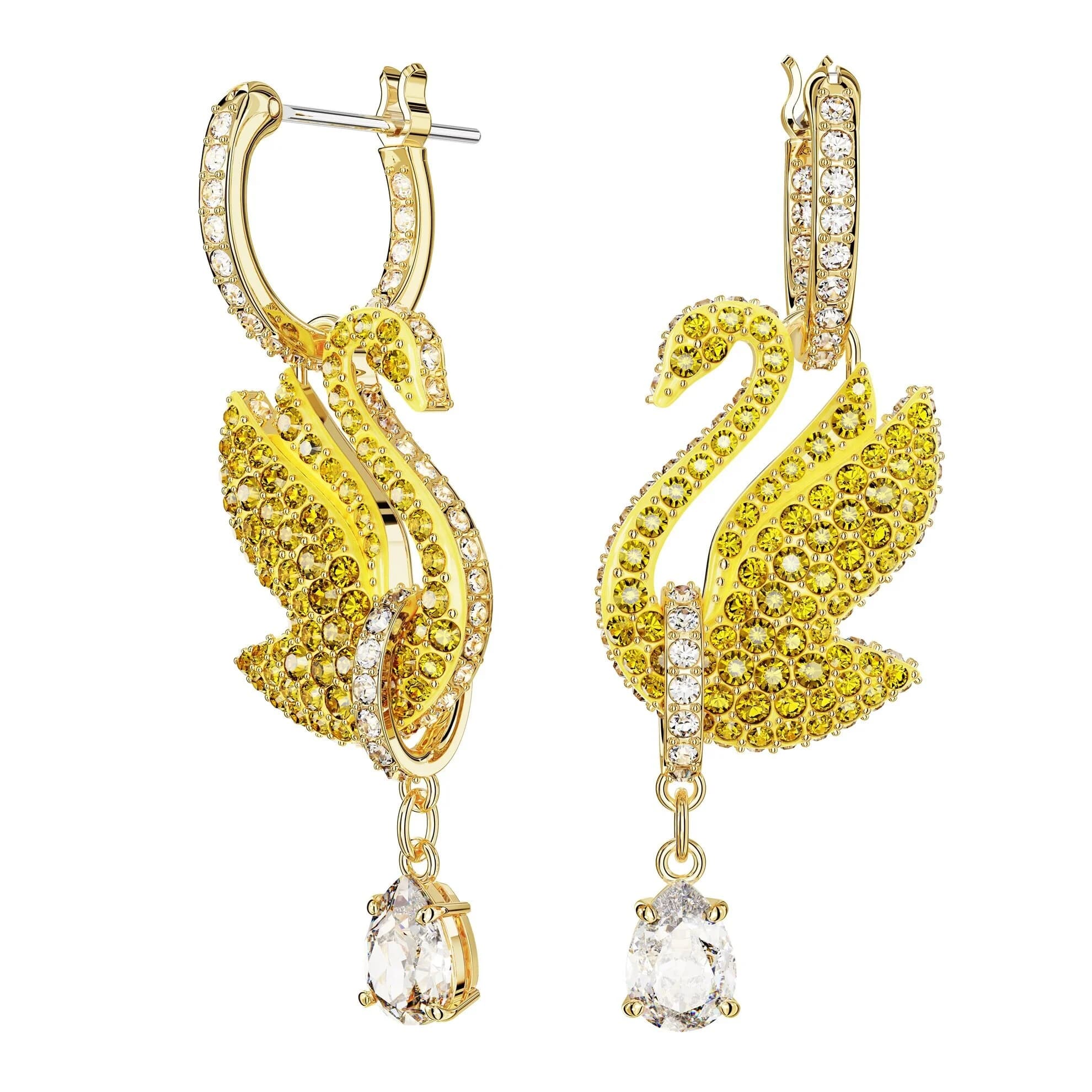 گوشواره طلایی سواروسکی اورجینال Swarovski Iconic Swan damla küpeler 5647543 — تصویر ۴