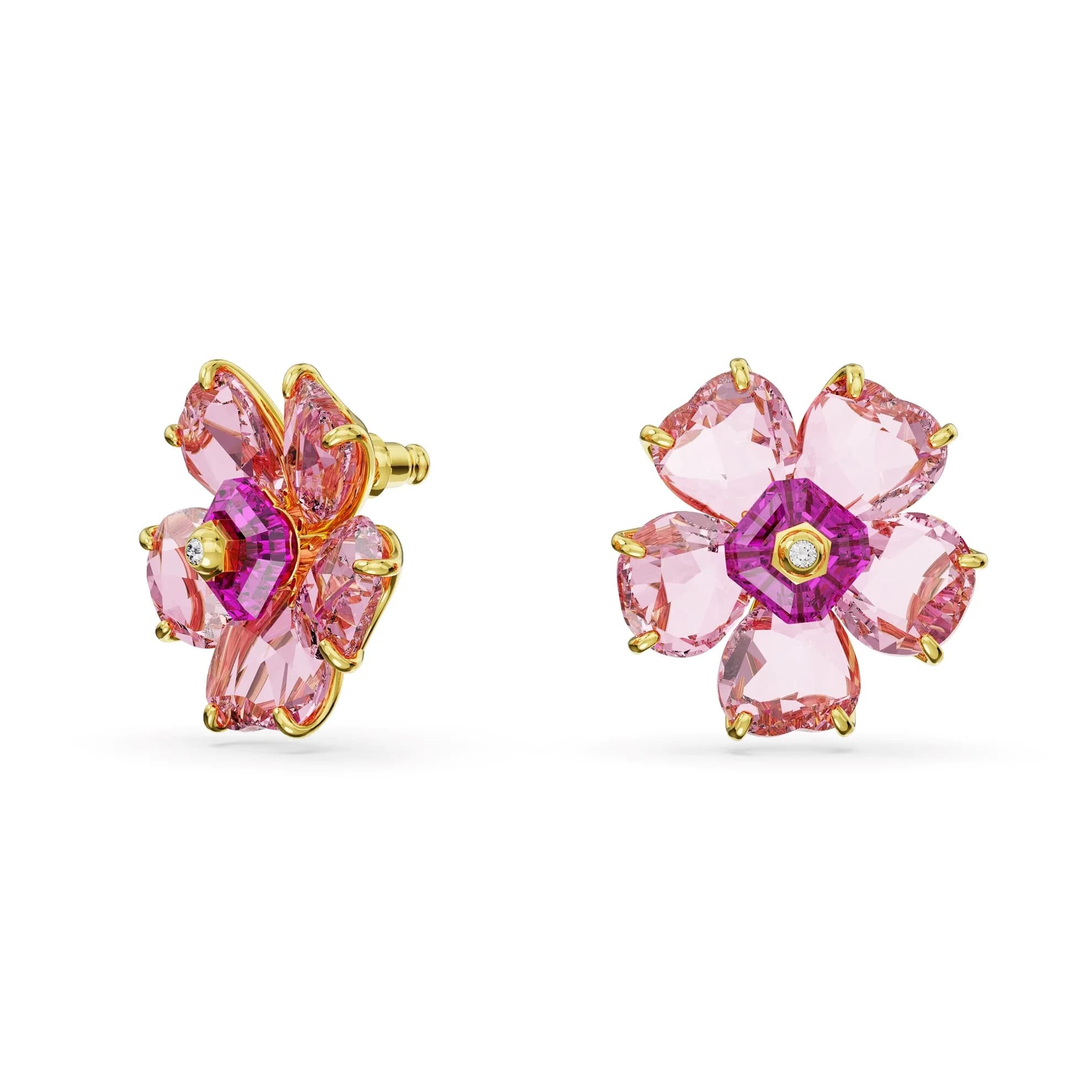 گوشواره صورتی و طلایی سواروسکی اورجینال Swarovski Florere stud earrings 5650563 — تصویر ۴