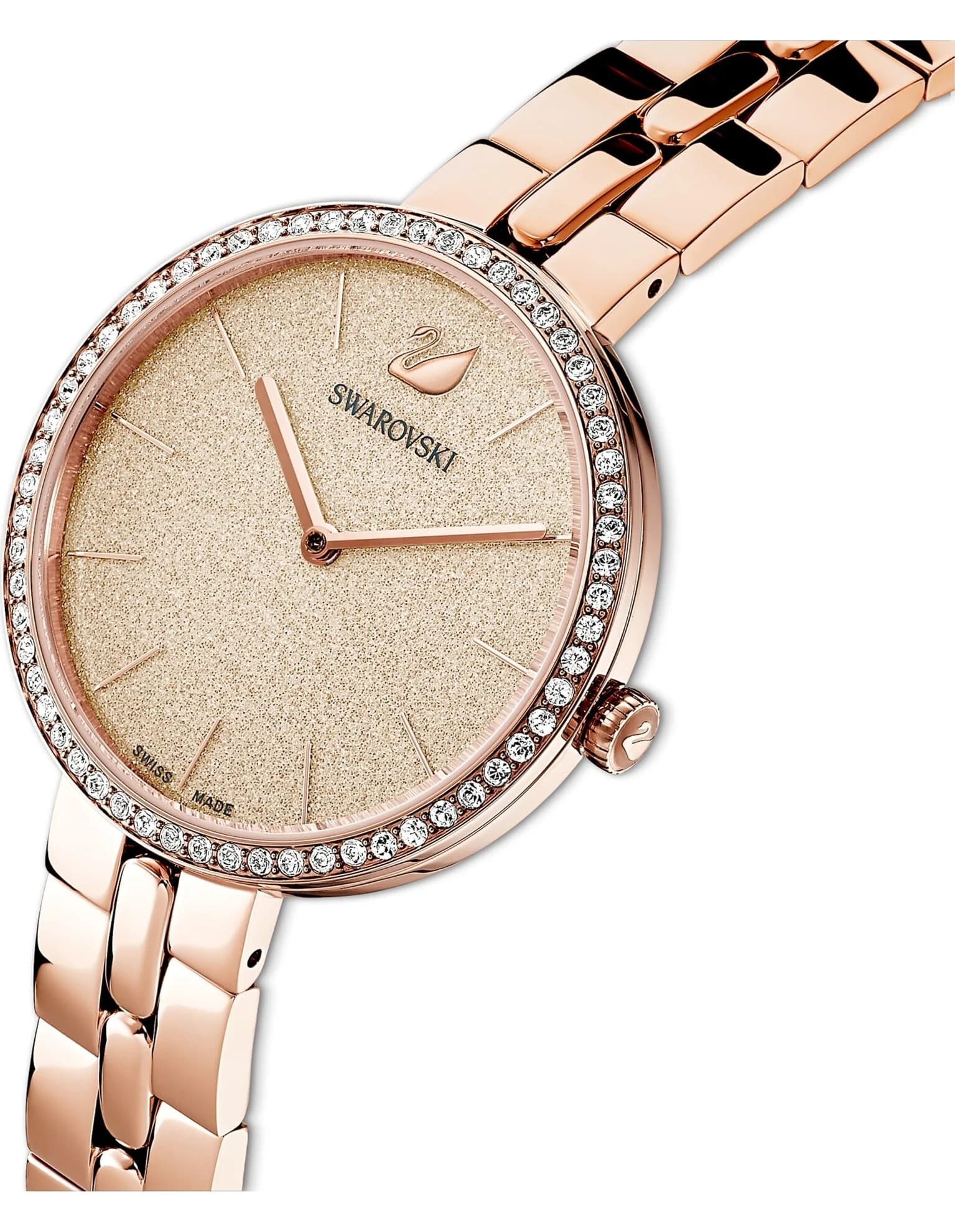 ساعت مچی صورتی رز گلد چرم سوئیسی سواروسکی اورجینال Swarovski Cosmopolitan watch 5517800 — تصویر ۴