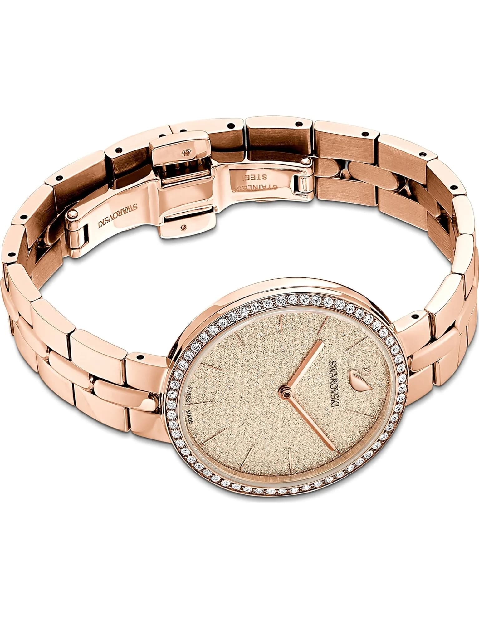 ساعت مچی صورتی رز گلد چرم سوئیسی سواروسکی اورجینال Swarovski Cosmopolitan watch 5517800 — تصویر ۵