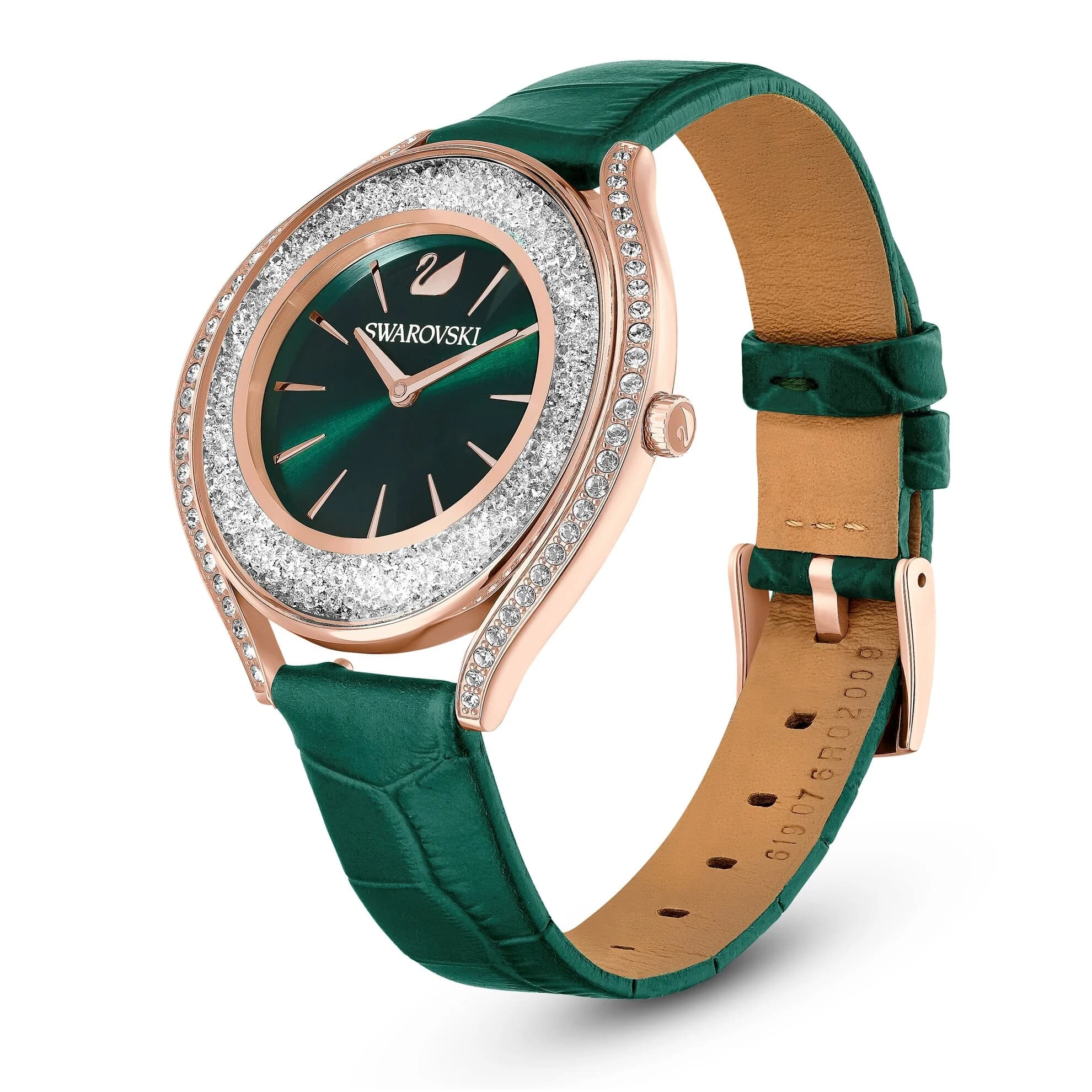 ساعت مچی سبز چرم سوئیسی سواروسکی اورجینال Swarovski Crystalline Aura watch 5644078 — تصویر ۶