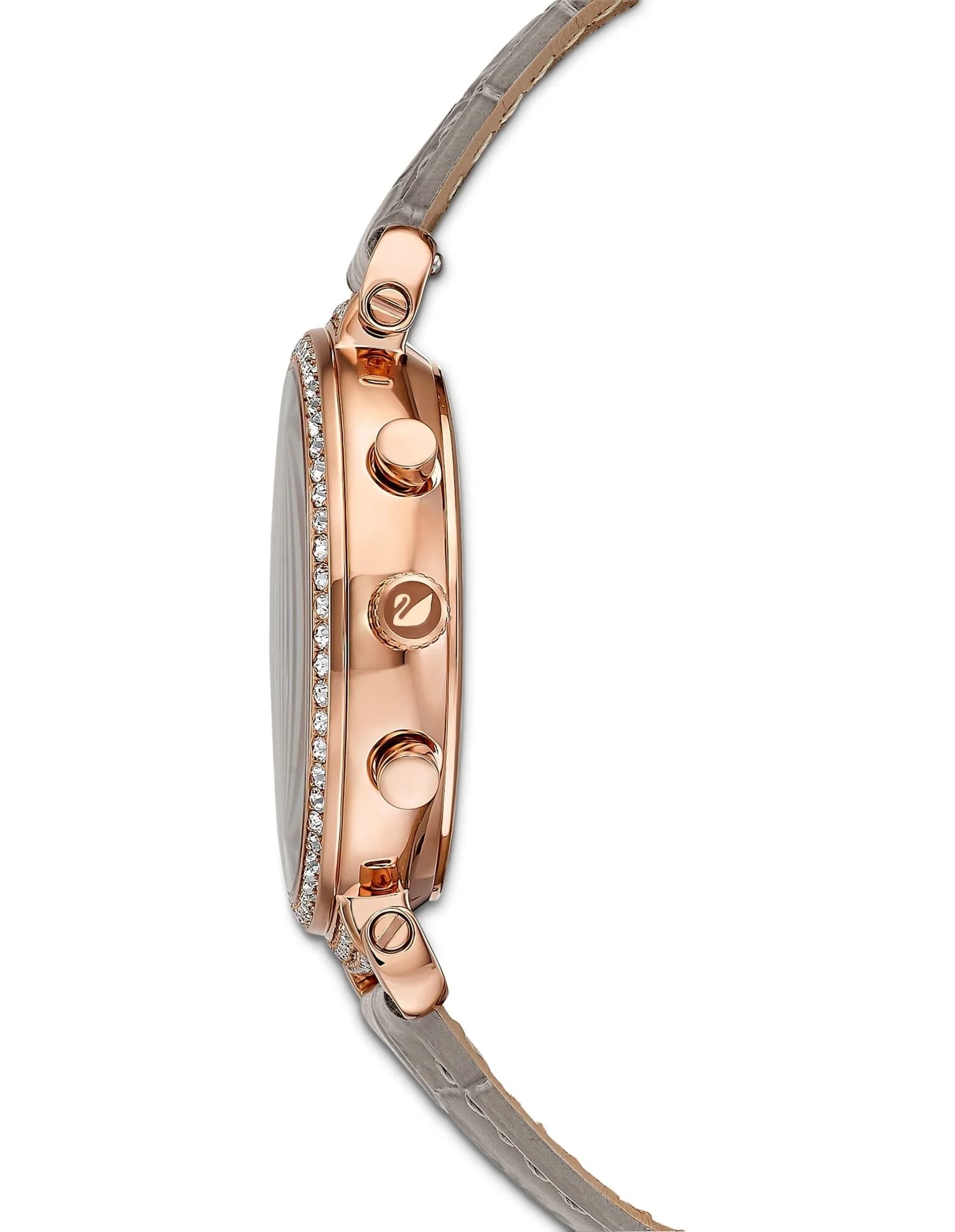 ساعت مچی طوسی چرم سوئیسی سواروسکی اورجینال Swarovski Passage Chrono watch 5580348 — تصویر ۴