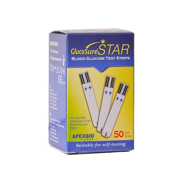 نوار تست قند خون گلوکوشور استار اپکس بیو ۵۰ عددی ApexBio GlucoSure Star Blood Glucose 50 Test Strips