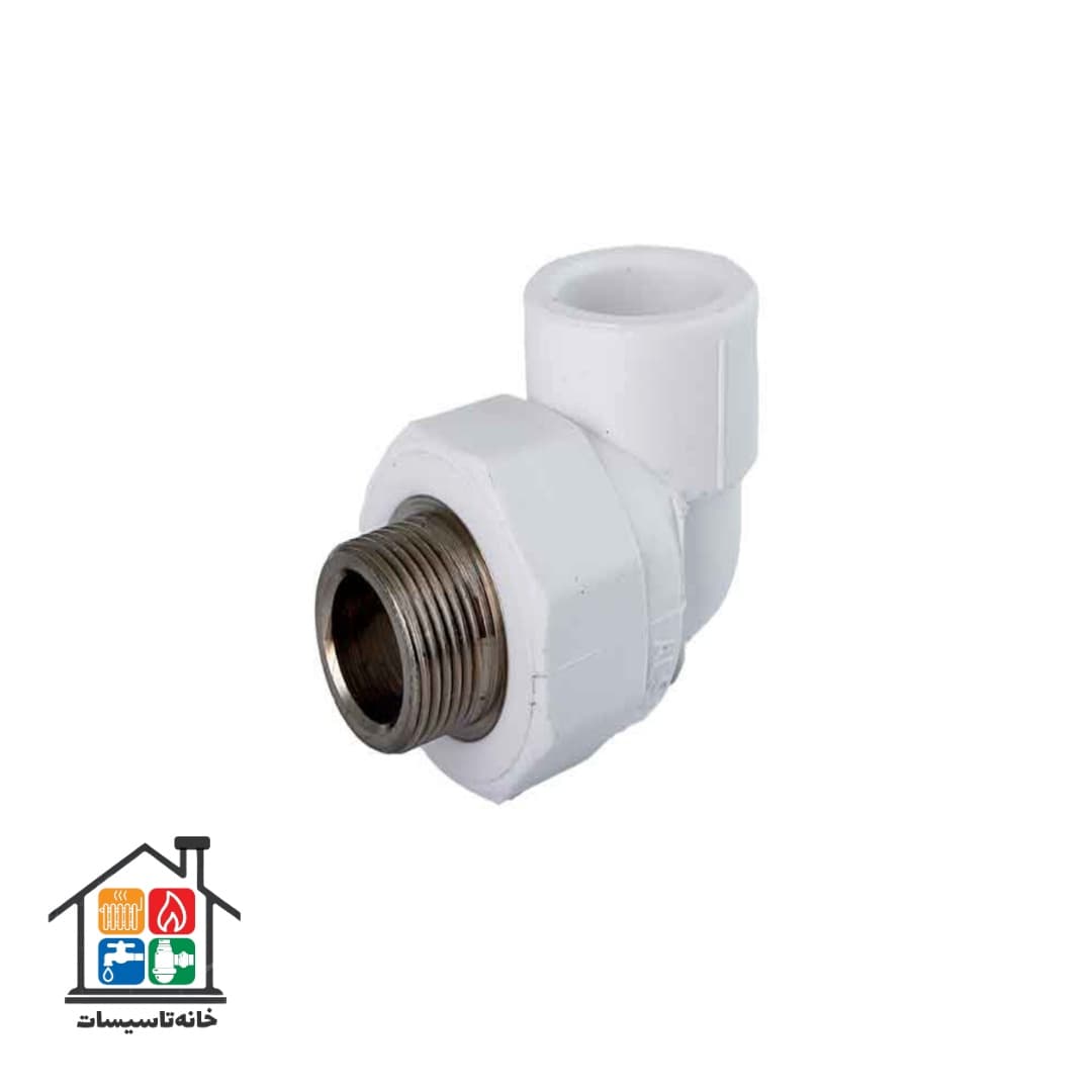 زانو یکسر مغزی فلزی پلیمری آذین سایز 1/2×20