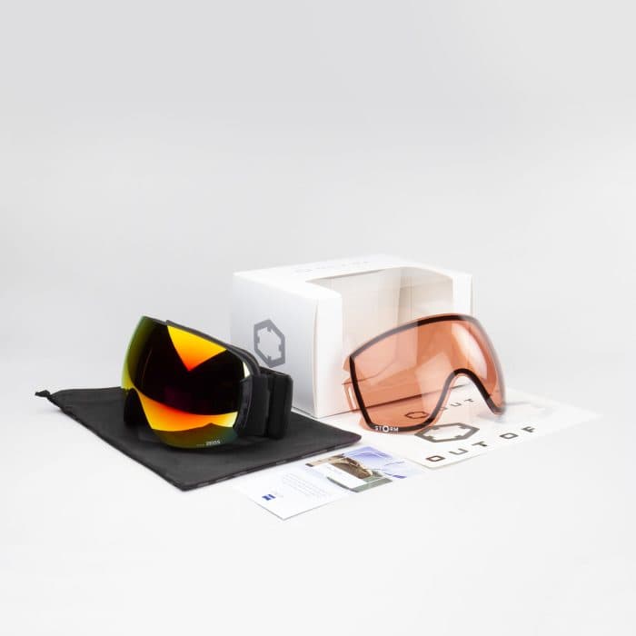 عینک اسکی اوت اف مدل OPEN BLACK 2026 با لنز ZEISS + لنز طوفان اضافه — تصویر ۷