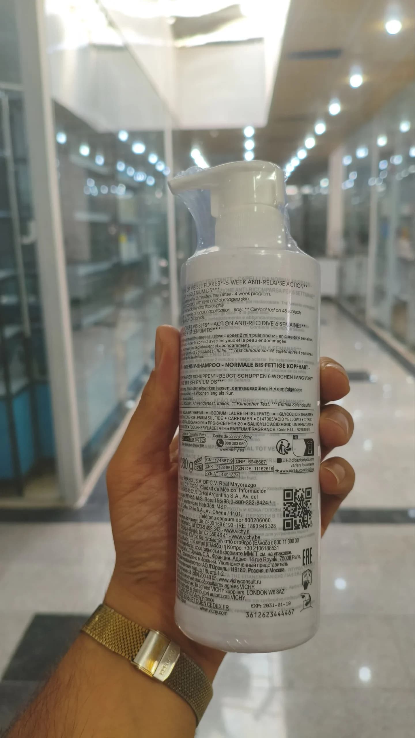 شامپو ضد شوره Dercos ویشی 390 میل تاریخ جدید کیفیت درجه ۱ — تصویر ۲