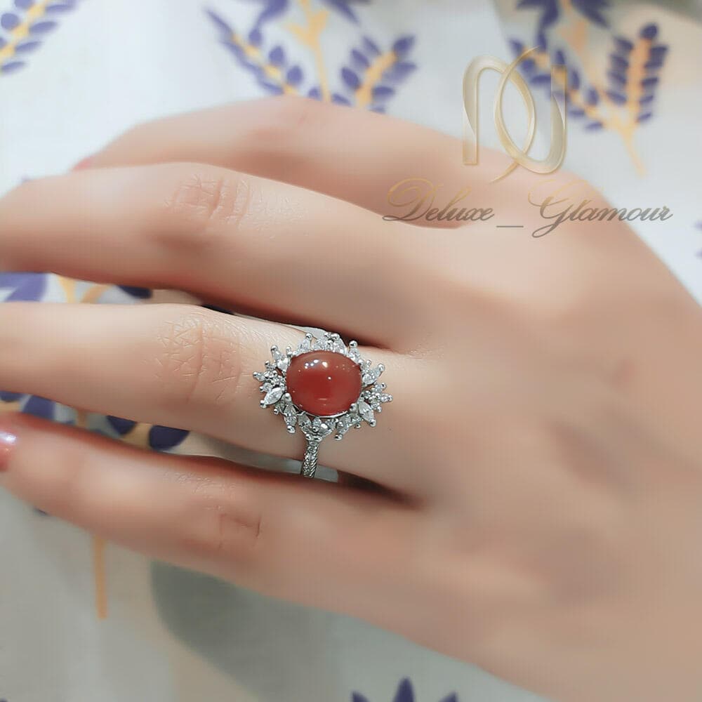 انگشتر عقیق زنانه نقره 925 جواهری rg-n953 — تصویر ۲