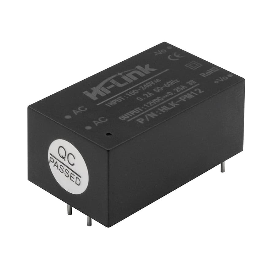 ماژول کاهنده روبردی 220V به 12V جریان 250mA مدل HLK-PM12 برند Hi-Link