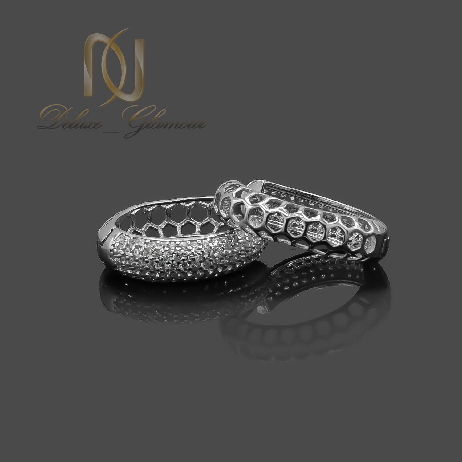 گوشواره نقره حلقه ای زنانه نگین دار er-n323 — تصویر ۳