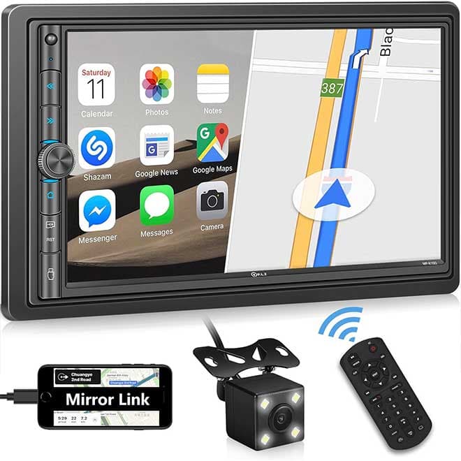 پخش اتومبیل با بلوتوث 5.1 Mirror Link برای Android/iOS با دوربین پشتیبان صفحه نمایش لمسی HD 7 اینچی Double Din PLZ