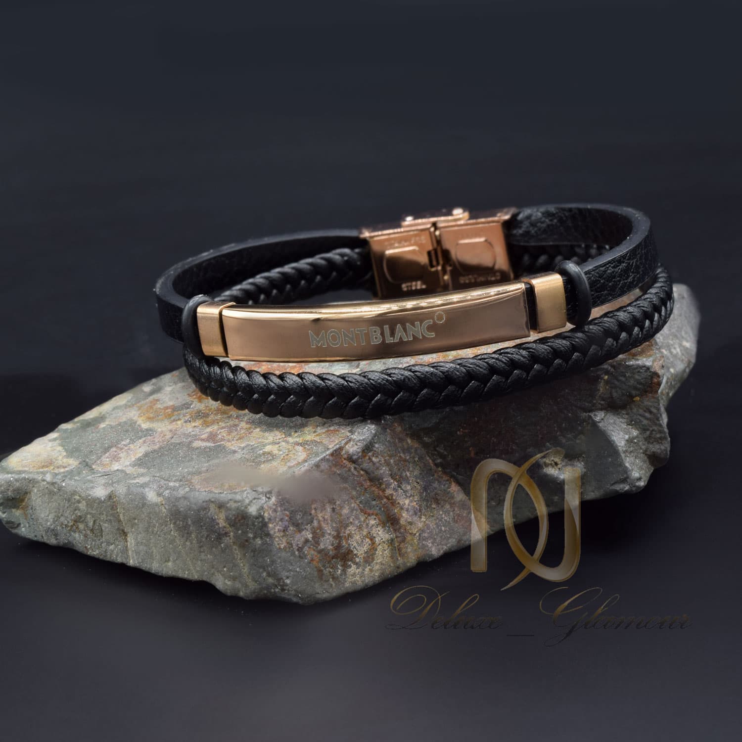 دستبند MONTBLANC مردانه رزگلد چرم DS-N811 — تصویر ۲