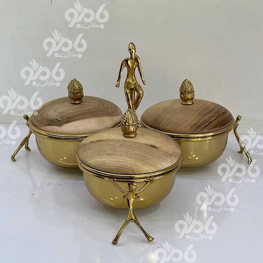 سرویس پذیرایی 5تکه بالرین چوبی گردو 780/77 طلایی — تصویر ۶