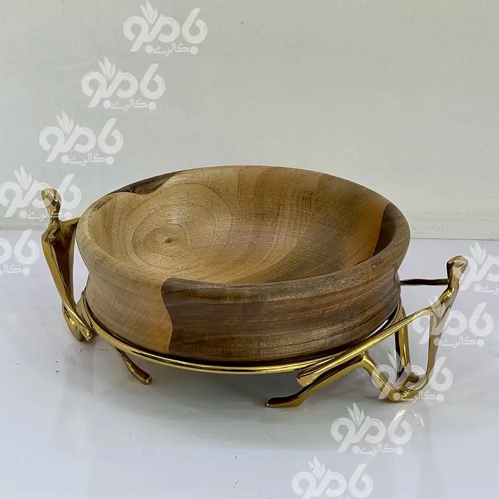 سرویس پذیرایی 5تکه بالرین چوبی گردو 780/77 طلایی — تصویر ۵
