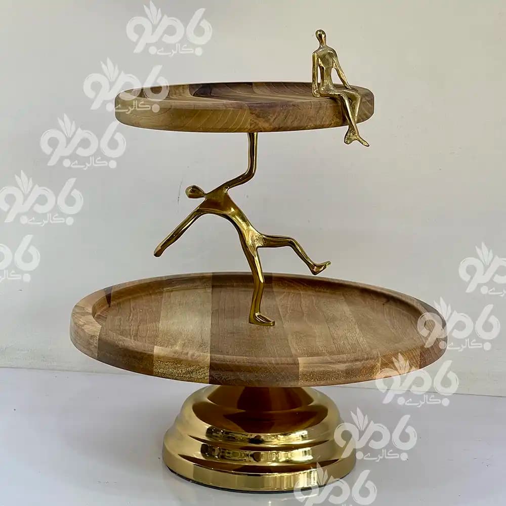 سرویس پذیرایی 5تکه بالرین چوبی گردو 780/77 طلایی — تصویر ۳