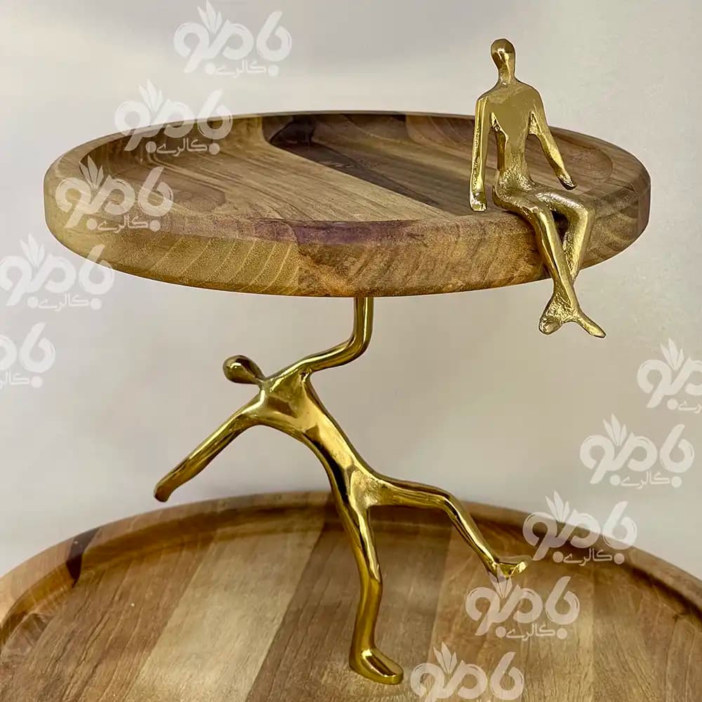 سرویس پذیرایی 5تکه بالرین چوبی گردو 780/77 طلایی — تصویر ۷