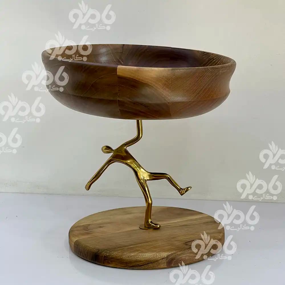 سرویس پذیرایی 5تکه بالرین چوبی گردو 780/77 طلایی — تصویر ۴