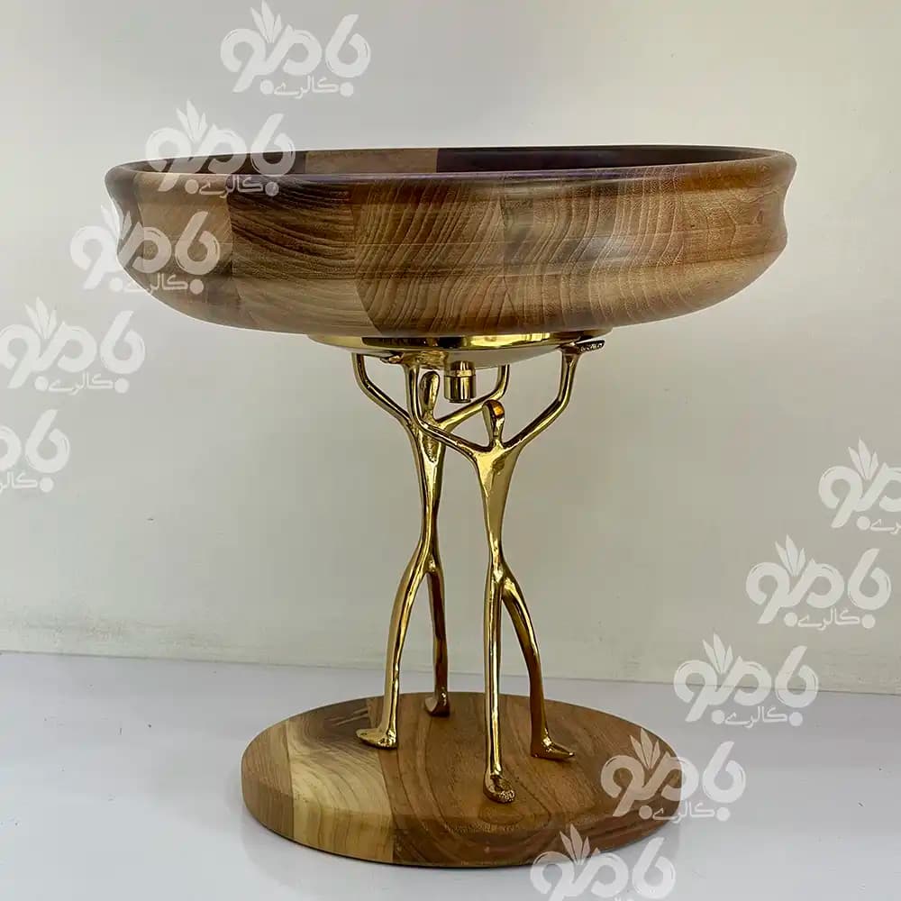 سرویس پذیرایی 5تکه بالرین چوبی گردو 780/77 طلایی — تصویر ۲