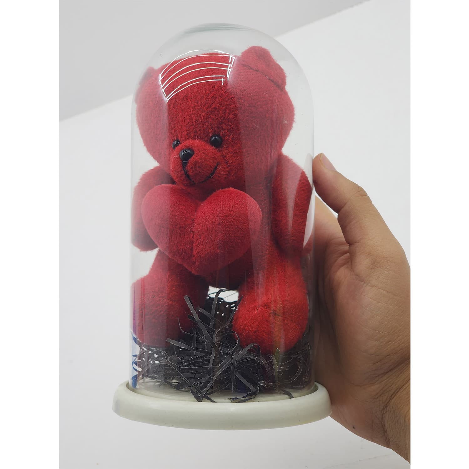 عروسک خرس شیشه ای ولنتاین 20سانتی متری — تصویر ۳