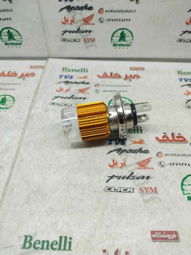چراغ (لامپ) جلو سه خار h4 انواع موتور سیکلت پالس و اپاچی و بنلی و tvs راکس و تریل گرد (led) — تصویر ۲
