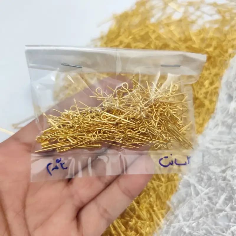 میخ ته گرد طلایی 2سانت (20 گرمی)عمده و جزئی — تصویر ۳
