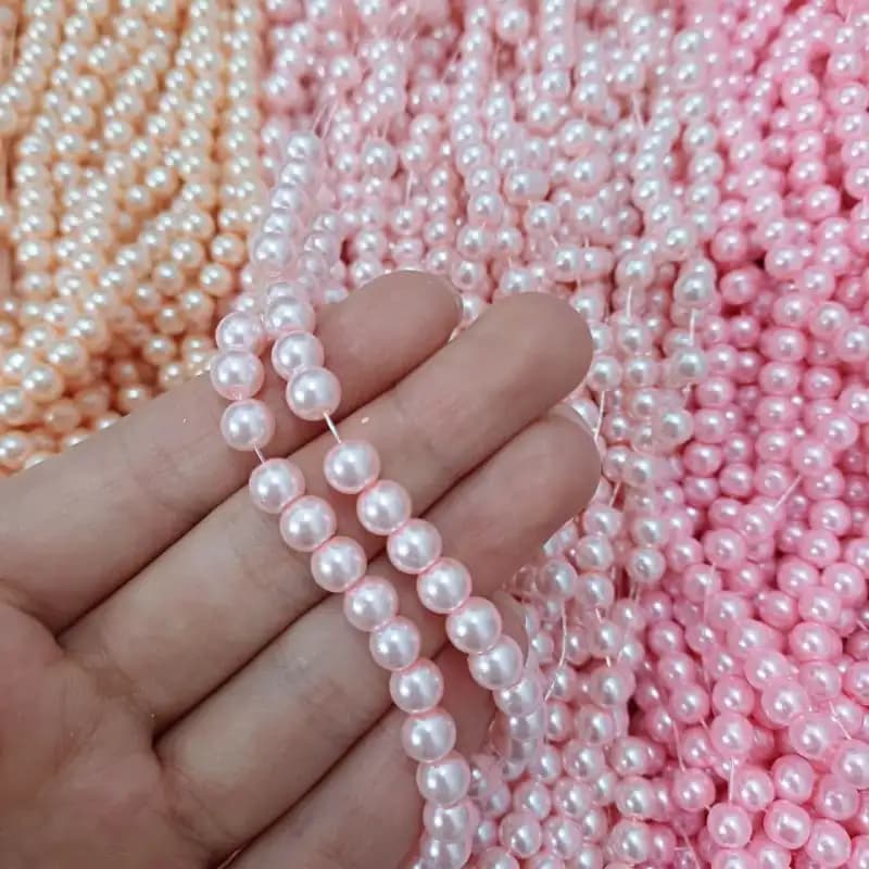 مروارید سنگی صورتی ملایم سایز 6