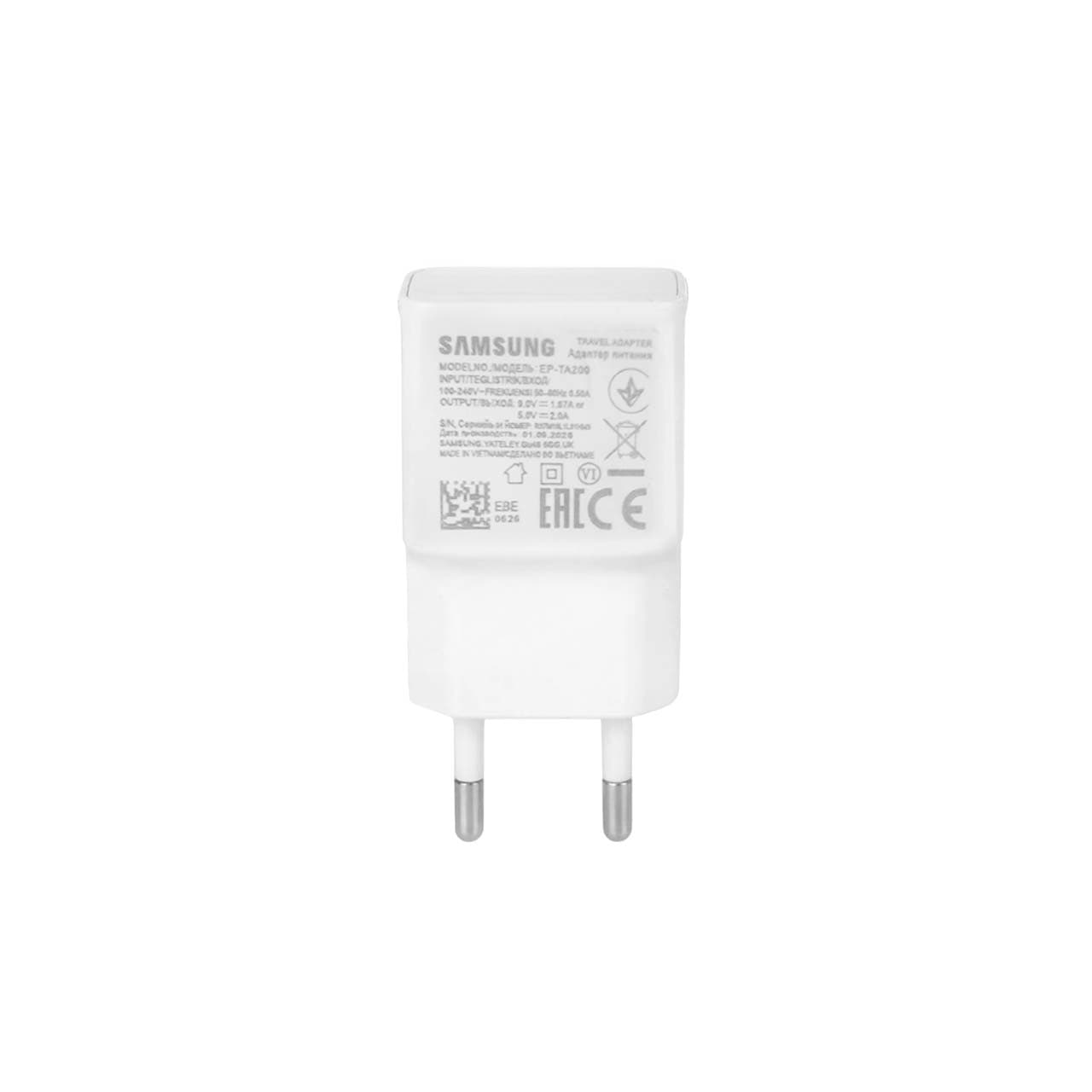 شارژر دیواری تک پورت Samsung مدل EP-TA200 S10 RFT – سفید — تصویر ۲