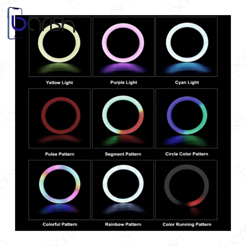 رینگ لایت 22 اینچی مدل RGB MJ56 به همراه سه پایه اورجینال — تصویر ۳