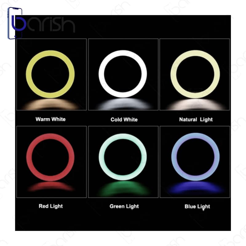 رینگ لایت 22 اینچی مدل RGB MJ56 به همراه سه پایه اورجینال — تصویر ۴