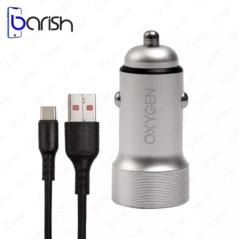 شارژر فندکی 18 وات اکسیژن مدل AC-06 به همراه کابل تبدیل USB-C