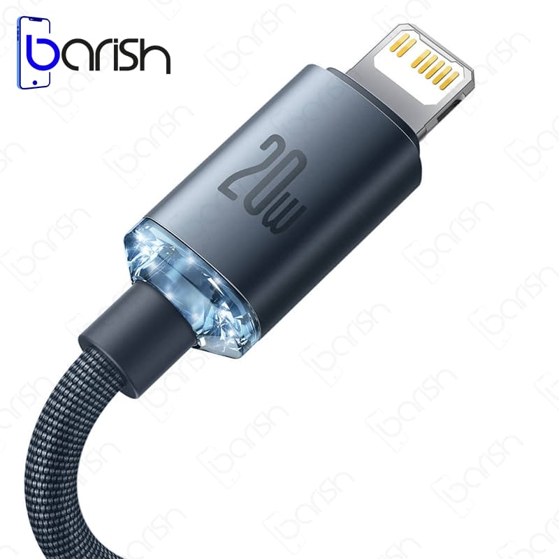 کابل دیتا و شارژ Type-C به لایتنینگ باسئوس سری Crystal Shine — تصویر ۵