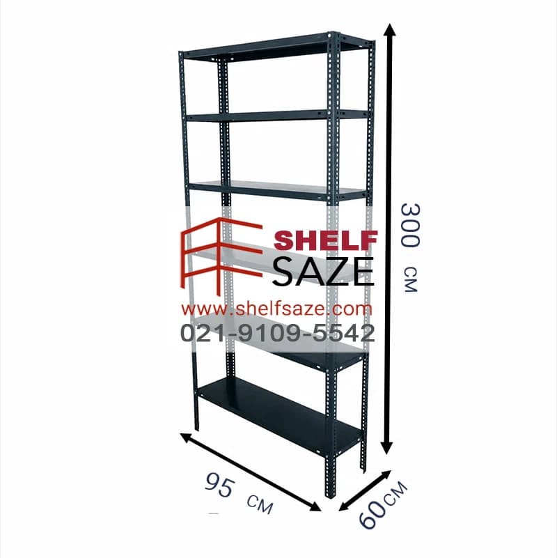 قفسه پیچ و مهرهای 6 طبقه سایز 95*60 ارتفاع 300 سانتیمتر