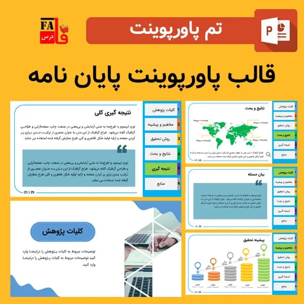 قالب پاورپوینت پایان نامه – منو دار و سه بعدی – طرح آریا