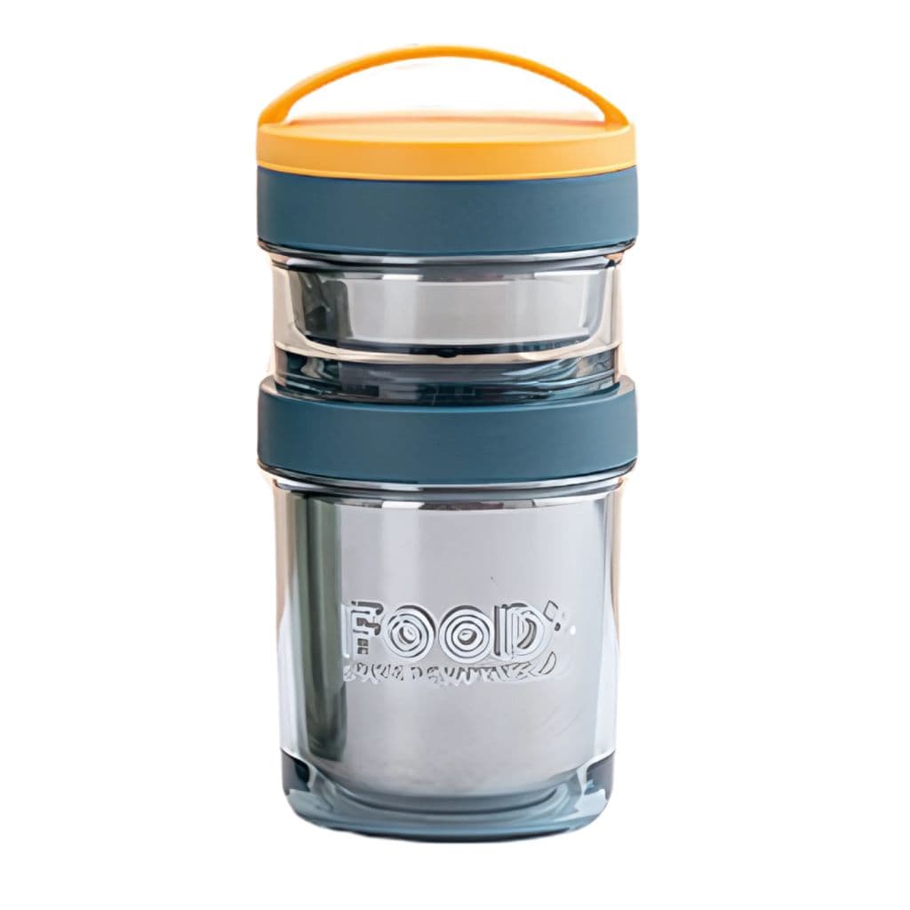ظرف غذا استیل دو طبقه طرح food گنجایش 600ml کد m195 — تصویر ۲