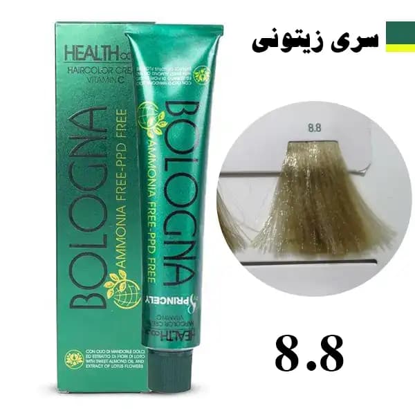 رنگ مو بدون آمونیاک بلونیا سری زیتونی شماره 8.8 Bologna