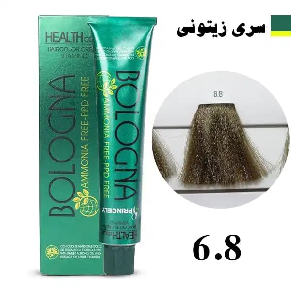 رنگ مو بدون آمونیاک بلونیا سری زیتونی شماره 6.8 Bologna