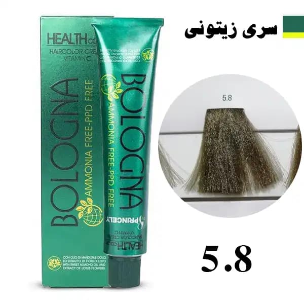 رنگ مو بدون آمونیاک بلونیا سری زیتونی شماره 5.8 Bologna