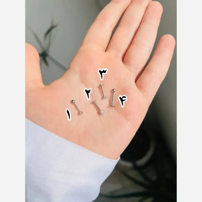 پیرسینگ گوش استیل رنگ نقره ای ضد حساسیت پیچی — تصویر ۶