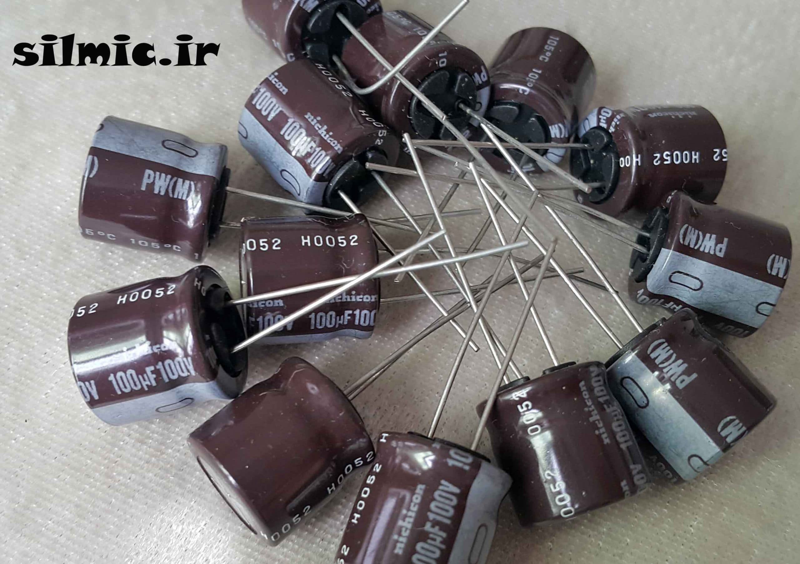 خازن 100 میکرو فاراد 100 ولت نیچیکون ژاپن سری PW با استاندارد بالا مناسب منابع تغذیه — تصویر ۲