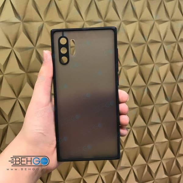 قاب Note 10 Plus کاور محافظ نوت 10 پلاس گارد مدل پشت مات اصلی با برجستگی لنز دوربین دور سیلیکونی گوشی سامسونگ Note 10 Plus — تصویر ۲