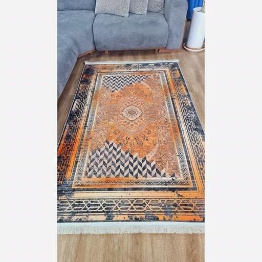 فرش مدرن هازان ترک طوسی نارنجی h482 (پس کرایه) — تصویر ۴