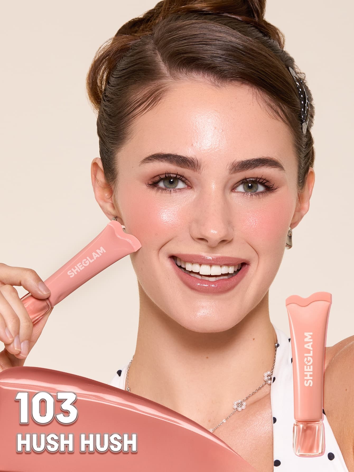 رژگونه مایع مات پد دار شیگلم رنگ Squeeze & Dot matte blush paint- Hush Hush — تصویر ۲