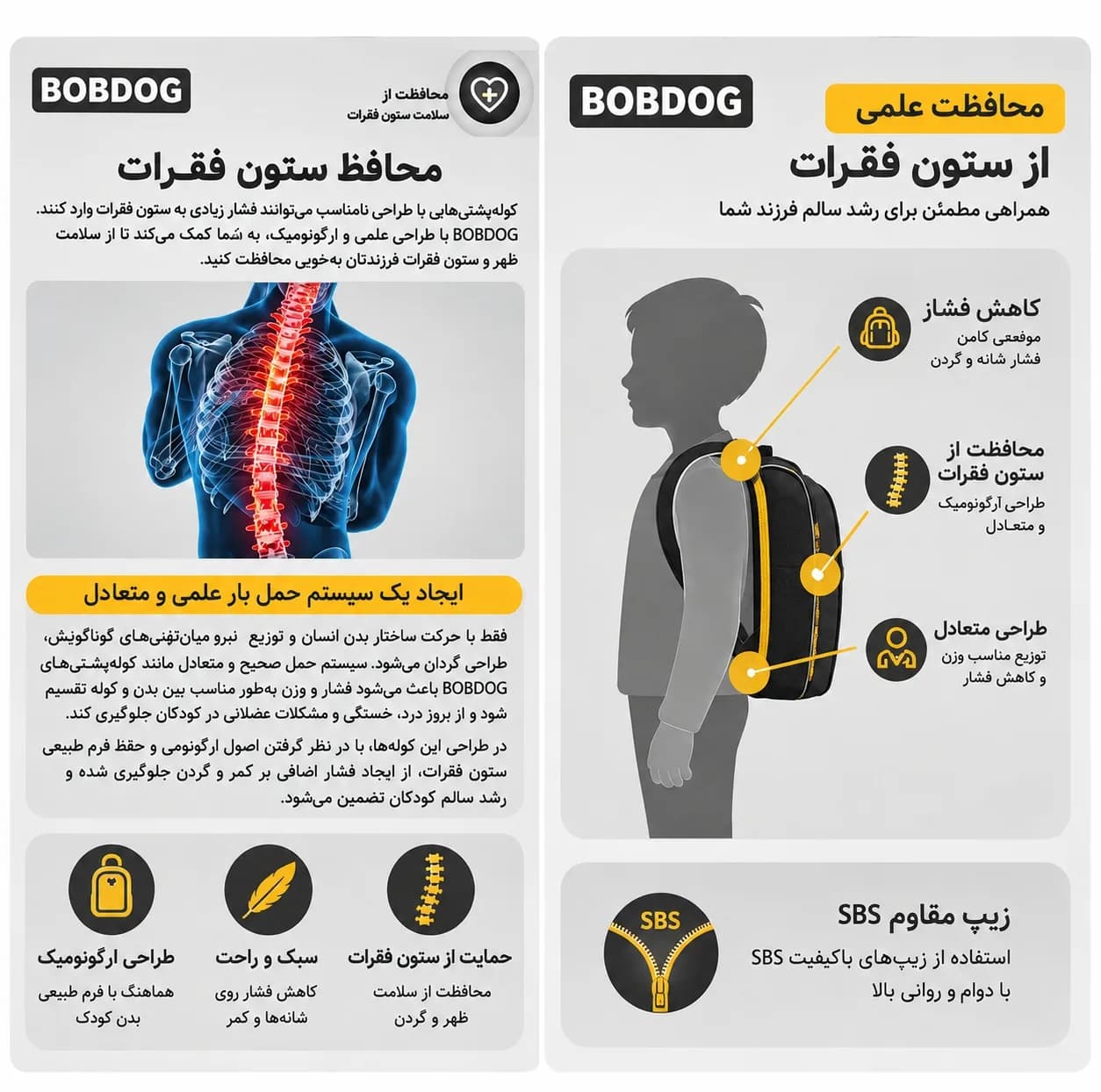 کوله پشتی مدرسه باب داگ مدل طبی کد h22054 — تصویر ۴