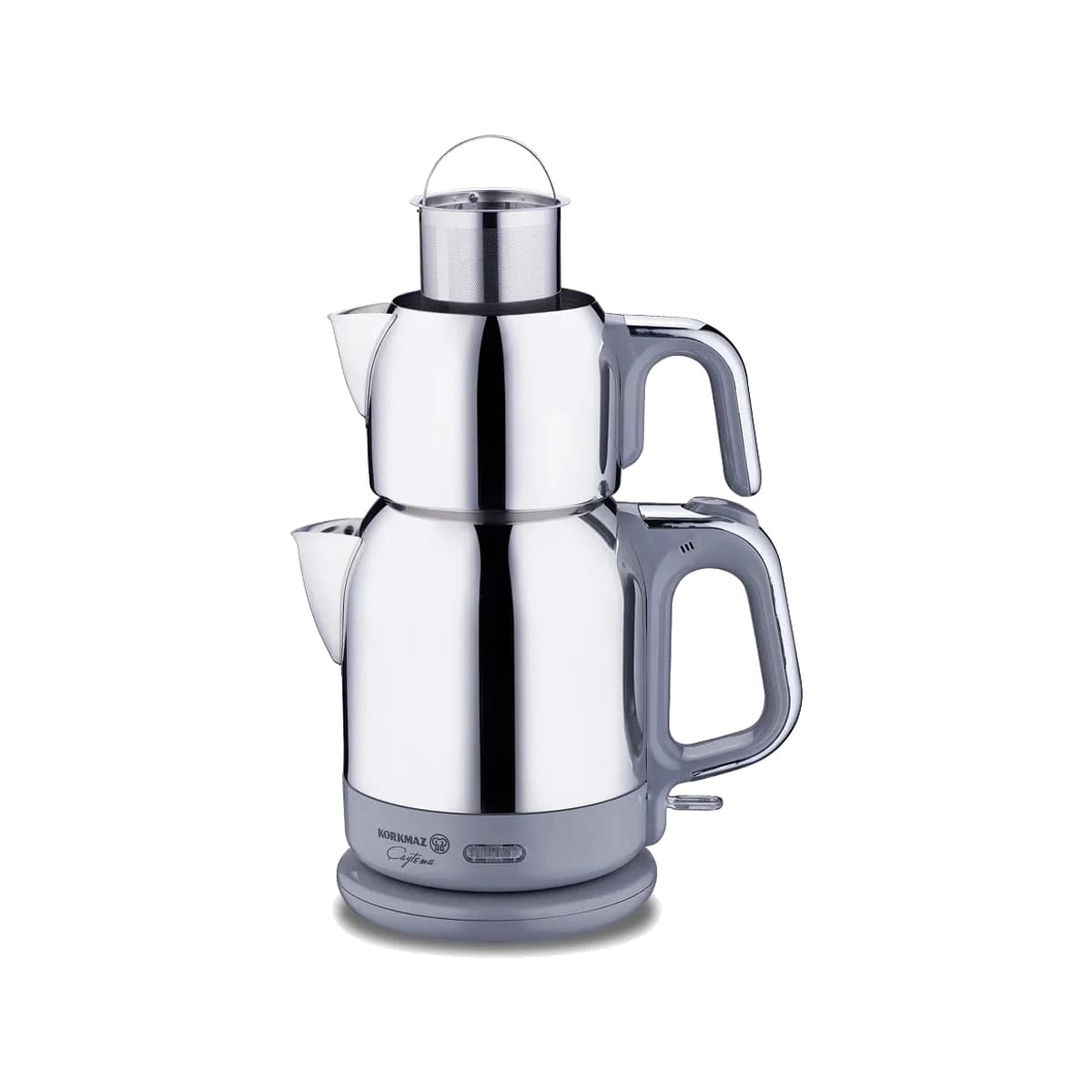 چای ساز اتوماتیک برقی 1600 وات 0.9 + 1.7 لیتر استیل طوسی چایتیما کرکماز 331-10 — تصویر ۳