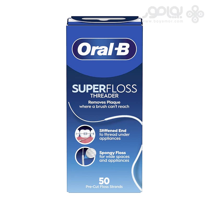 نخ دندان اورال بی موم دار مدل SUPER FLOSS بسته 50 عددی