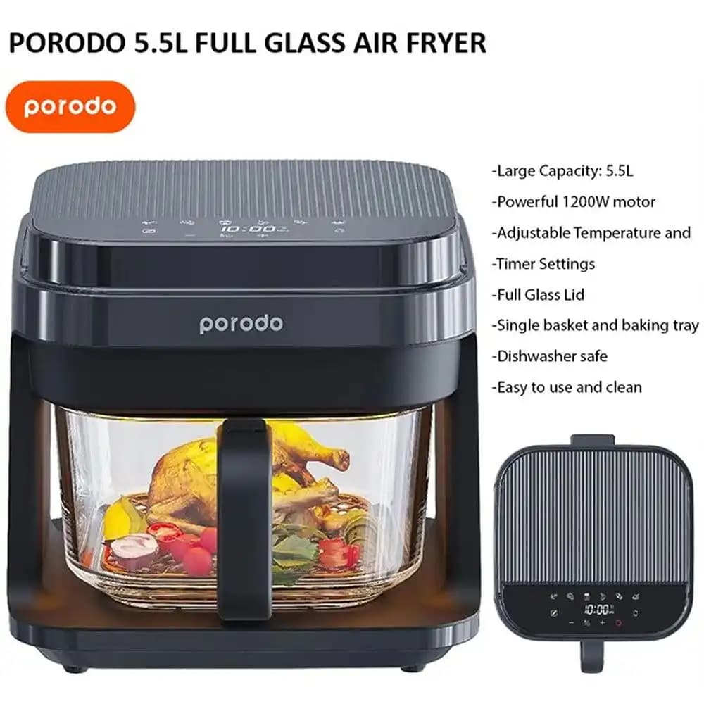 سرخ کن بدون روغن پوردو 5.5 لیتری مدل Full Glass Air Fryer — تصویر ۵