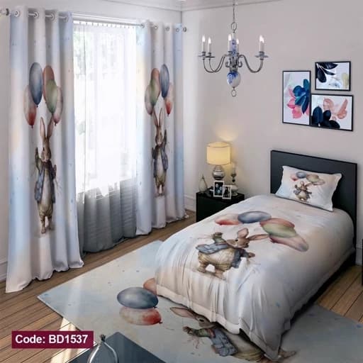ست کامل ژورنالی روتختی چاپی پسرانه طرح خرگوش کد bd1537 (پس کرایه)