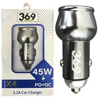 شارژر فندکی 2 پورت فست PD QC3.0 45W 369 X4
