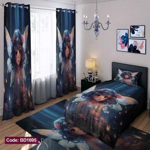 ست کامل ژورنالی رو تختی چاپی دخترانه بالدار کد bd1695 (پس کرایه)