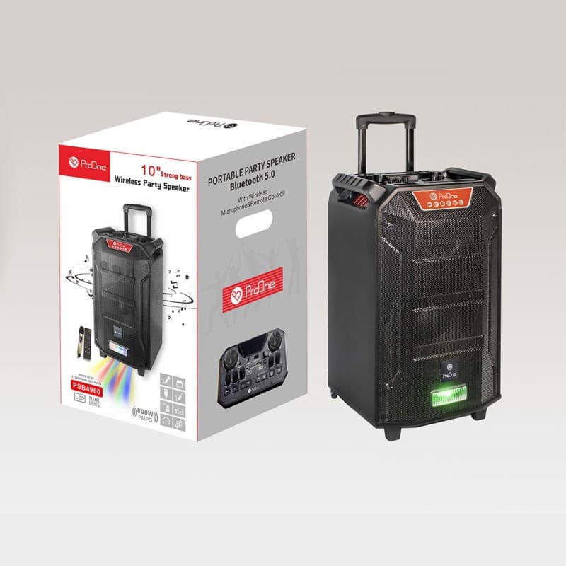 اسپیکر شارژی چمدانی بلوتوث فلش مموری رقص نور میکروفن دار ProOne PSB4960